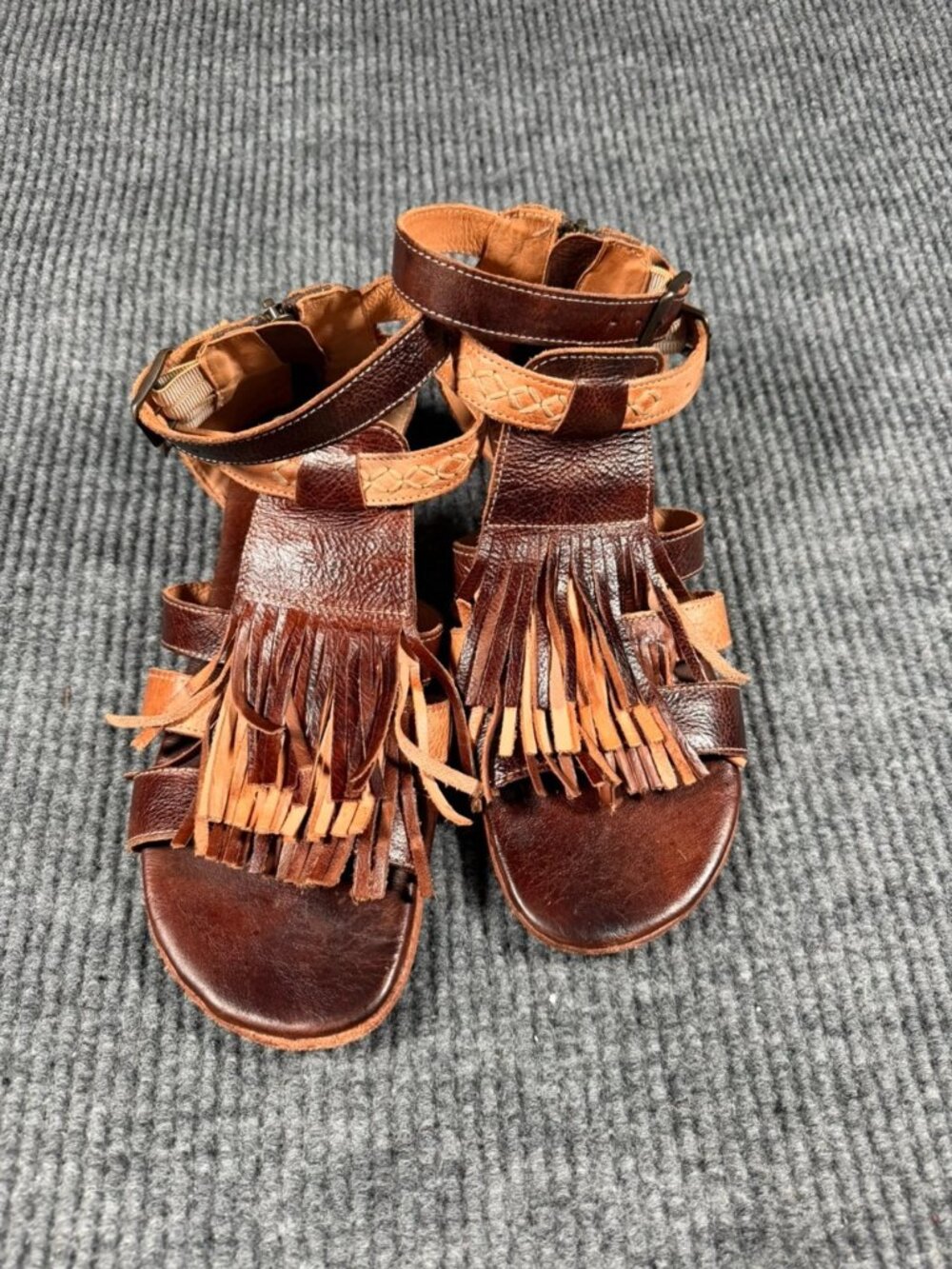 Bed Stu Alena Fringe Leather Gladiator Sandals Women's 10 Brown
